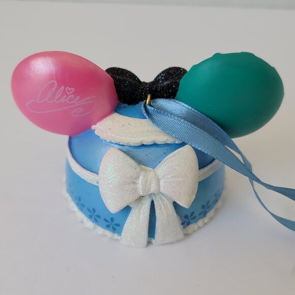 NWT Disney Parks Alice In Wonderland Ornament Mickey Mouse Ears Cheshire Cat - Picture 2 of 5